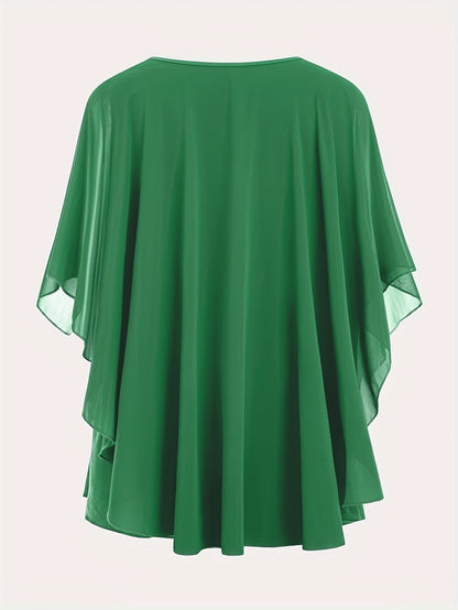 Damen Elegante Oversize Chiffon Bluse für festliche Anlässe und Alltag