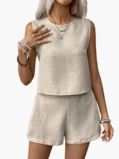 Damen Sommer Set Eleganter Zweiteiler mit Top und Shorts – Ideal für Freizeit und Urlaub