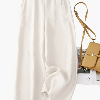 Damen Weite Freizeithose mit Kordelzug – Eleganter Sommer-Look für Alltag und Büro