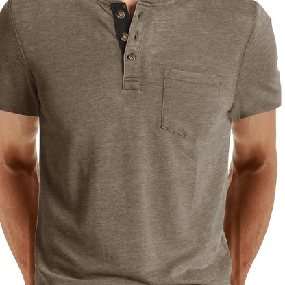 Herren Henley T-Shirt Kurzarm mit Knopfleiste – Casual Freizeitshirt