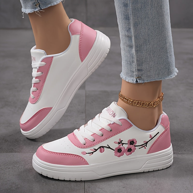 Damen Sneaker im eleganten Stil mit floraler Stickerei – Bequeme Freizeitschuhe für Alltag und Streetwear