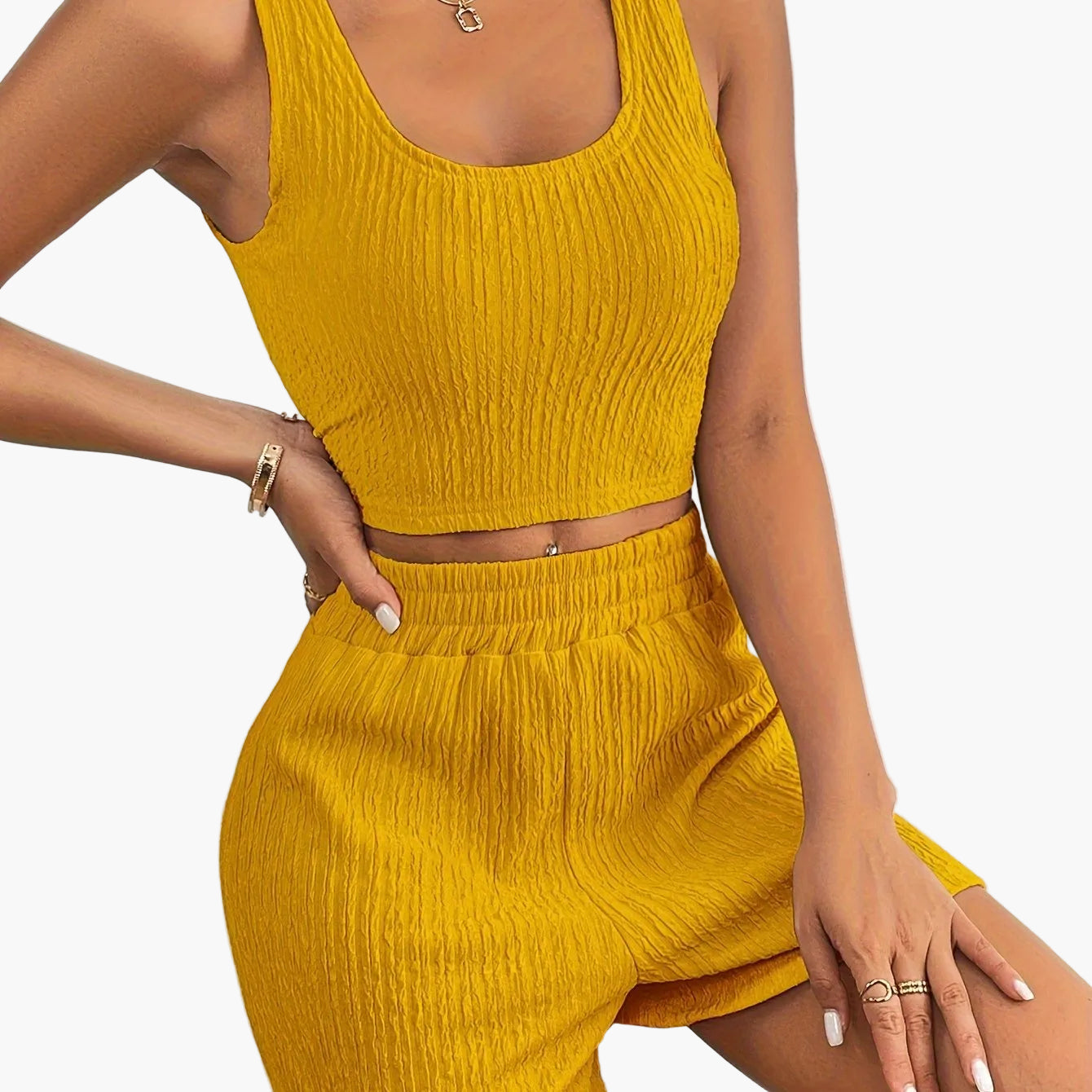 Damen Zweiteiliges Lounge Set – Modisches Crop Top und Shorts, Freizeit & Sommer Outfit