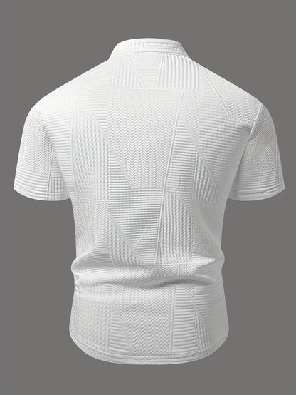 Herren Henley Shirt mit Strukturmuster – Modern, Smart-Casual, Vielseitig