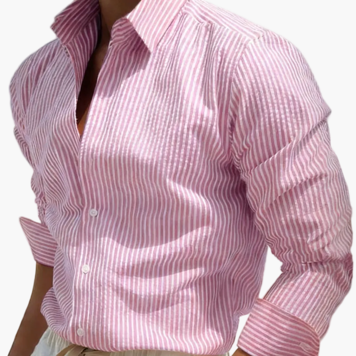 Herren Freizeithemd mit Streifenmuster – Eleganter Look für Büro und Strand