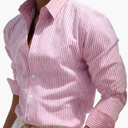 Herren Freizeithemd mit Streifenmuster – Eleganter Look für Büro und Strand
