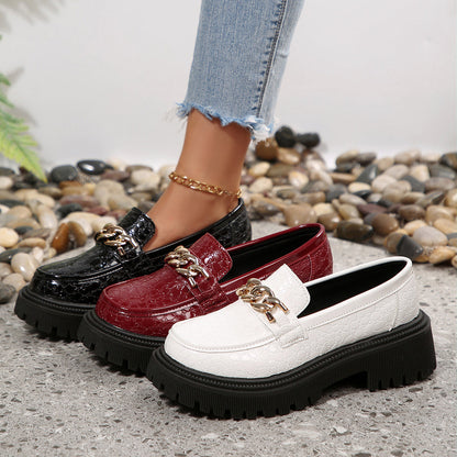 Damen Chunky Loafer mit Ketten-Detail – Stilvolle Slip-Ons für Alltag und Büro