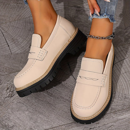 Damen Freizeit-Loafer mit Profilsohle – Bequeme Slip-On Schuhe für Alltag und Büro