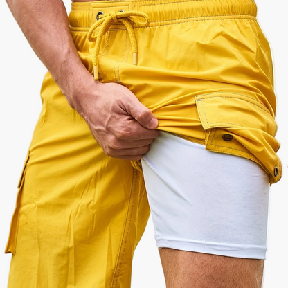 Herren Badeshorts mit integrierter Innenhose – Sportliche Bermudashorts für Strand und Freizeit