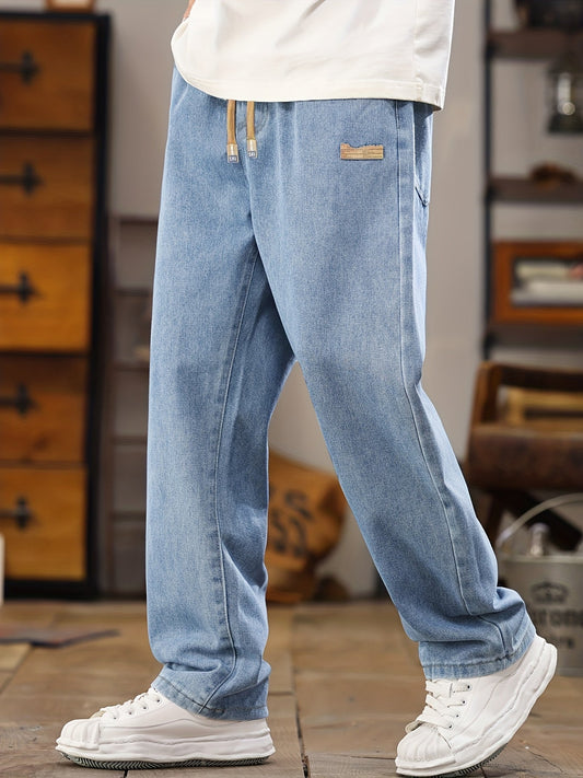 Herren Relaxed Fit Jeans Jogger mit Kordelzug – Lässige Freizeitmode