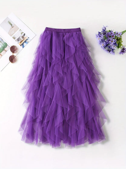 Damen Maxirock mit Rüschen für festliche Anlässe und elegante Outfits