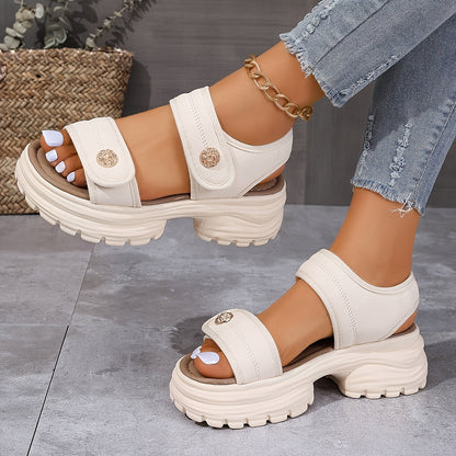 Damen Plateausandalen mit Klettverschluss – Modische Sommer-Sandalen für Alltag und Freizeit