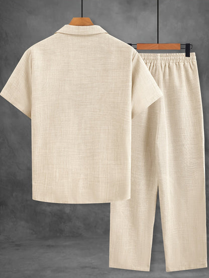 Herren Freizeit Set – Kurzarm Hemd und Hose, Sommer Lounge Outfit, Modern & Lässig