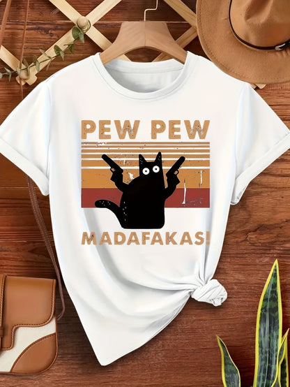 Unisex Vintage Katzen T-Shirt mit lustigem Spruch und Retro-Design – Casual Streetwear für Katzenliebhaber