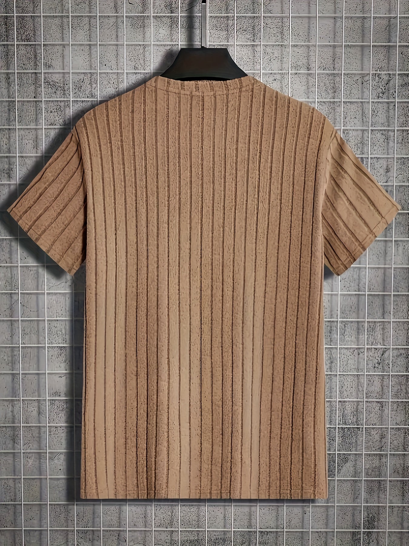Herren T-Shirt mit vertikalem Rippendesign – Modernes Kurzarm Basic für stilvolle Outfits