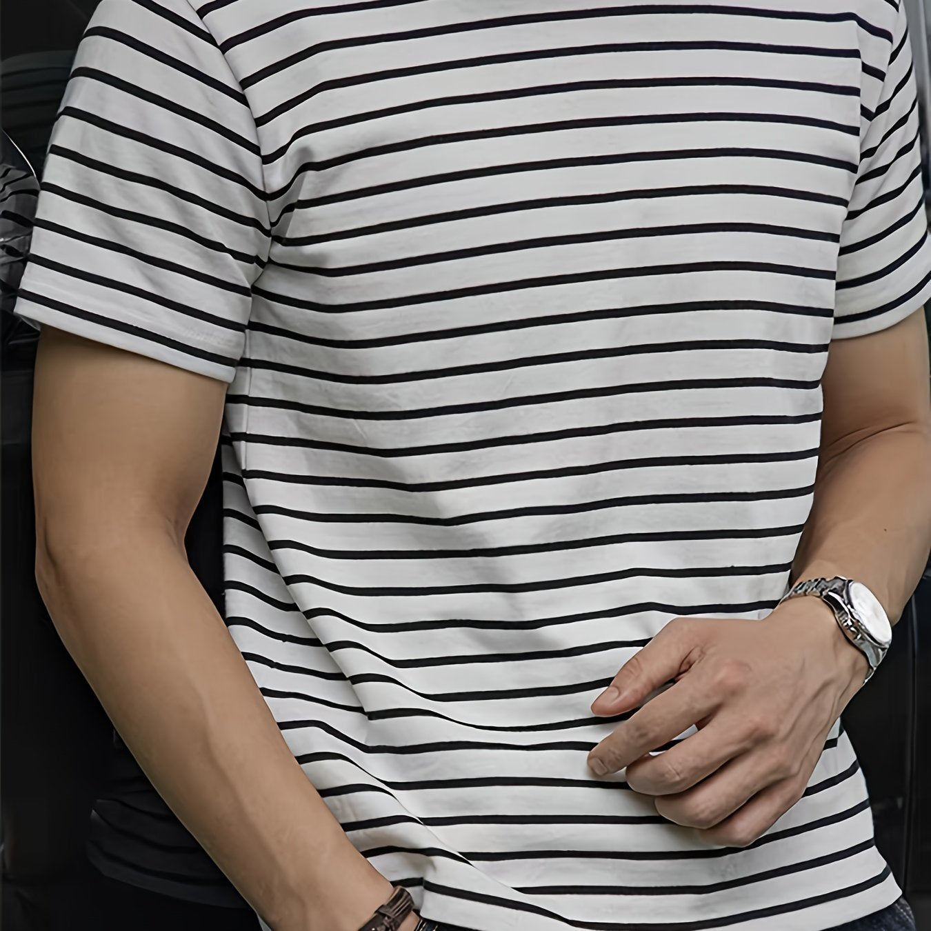 Herren T-Shirt mit Streifenmuster – Kurzarm, Zeitloser Stil, Vielseitig für Alltag und Freizeit