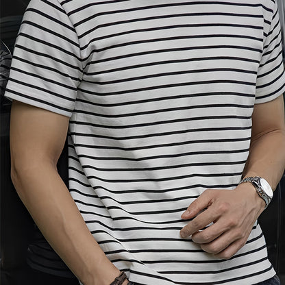 Herren T-Shirt mit Streifenmuster – Kurzarm, Zeitloser Stil, Vielseitig für Alltag und Freizeit