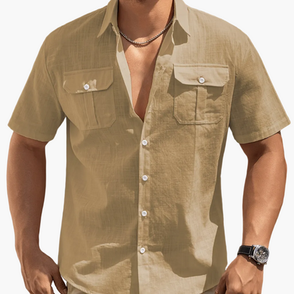 Herren Freizeit Kurzarm Hemd mit Brusttaschen – Sommer Stil für Alltag und Urlaub