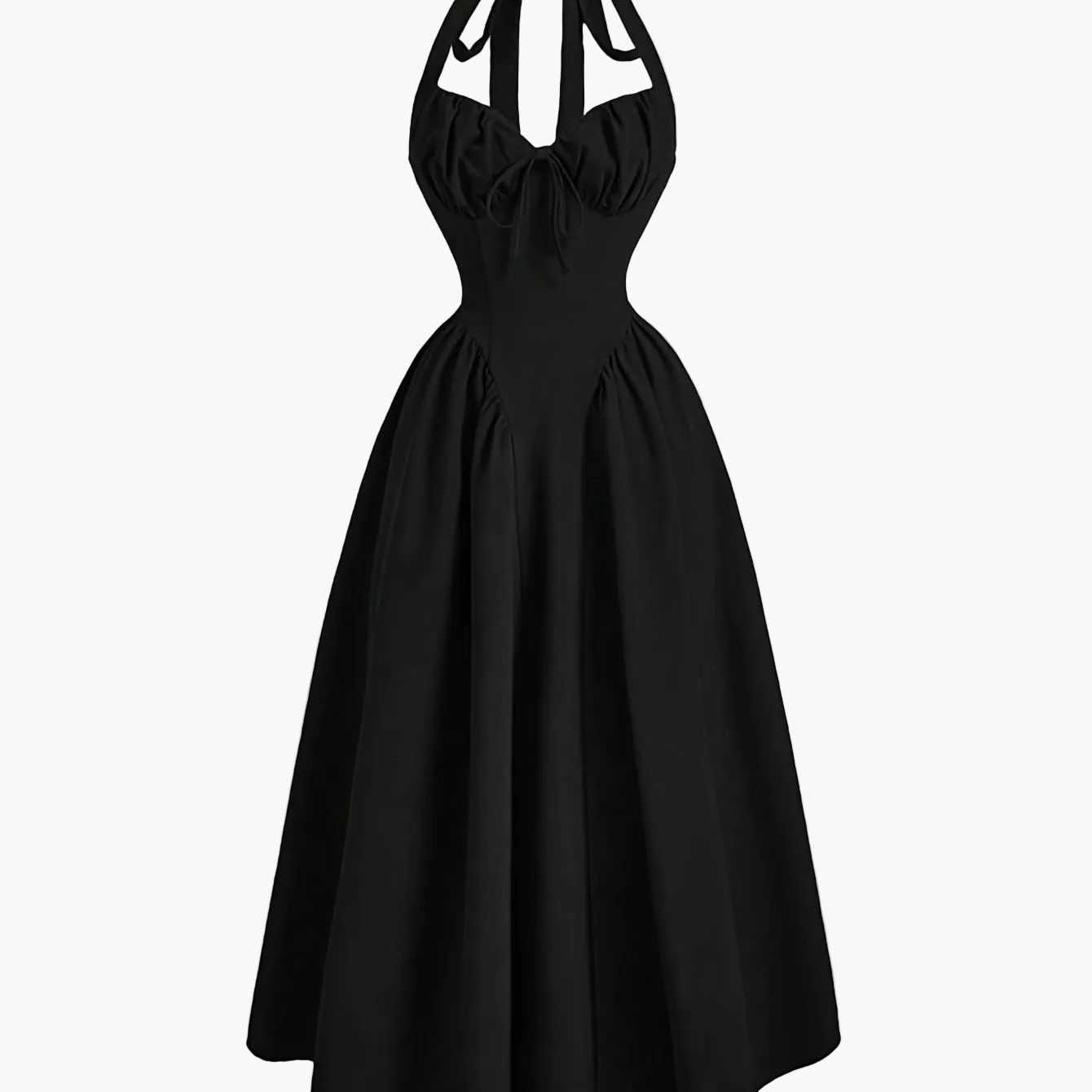 Damen Vintage Cocktailkleid mit Halterneck und schwingendem Rock – Elegantes Retro Abendkleid