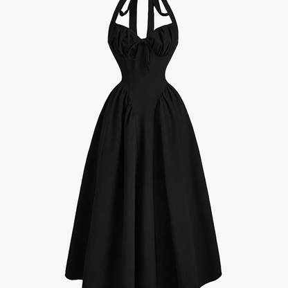Damen Vintage Cocktailkleid mit Halterneck und schwingendem Rock – Elegantes Retro Abendkleid