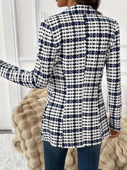 Damen Eleganter Hahnentritt Blazer für Büro und Freizeit