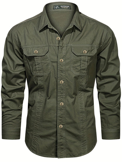 Herren Outdoor-Freizeithemd im Utility-Stil – Langarm, Casual, ideal für Abenteuer und Alltag