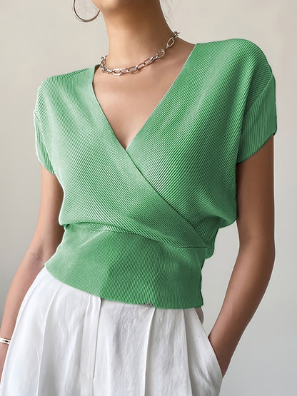 Damen Wickelshirt mit Kurzarm – Elegantes Freizeit-Top im modernen Design