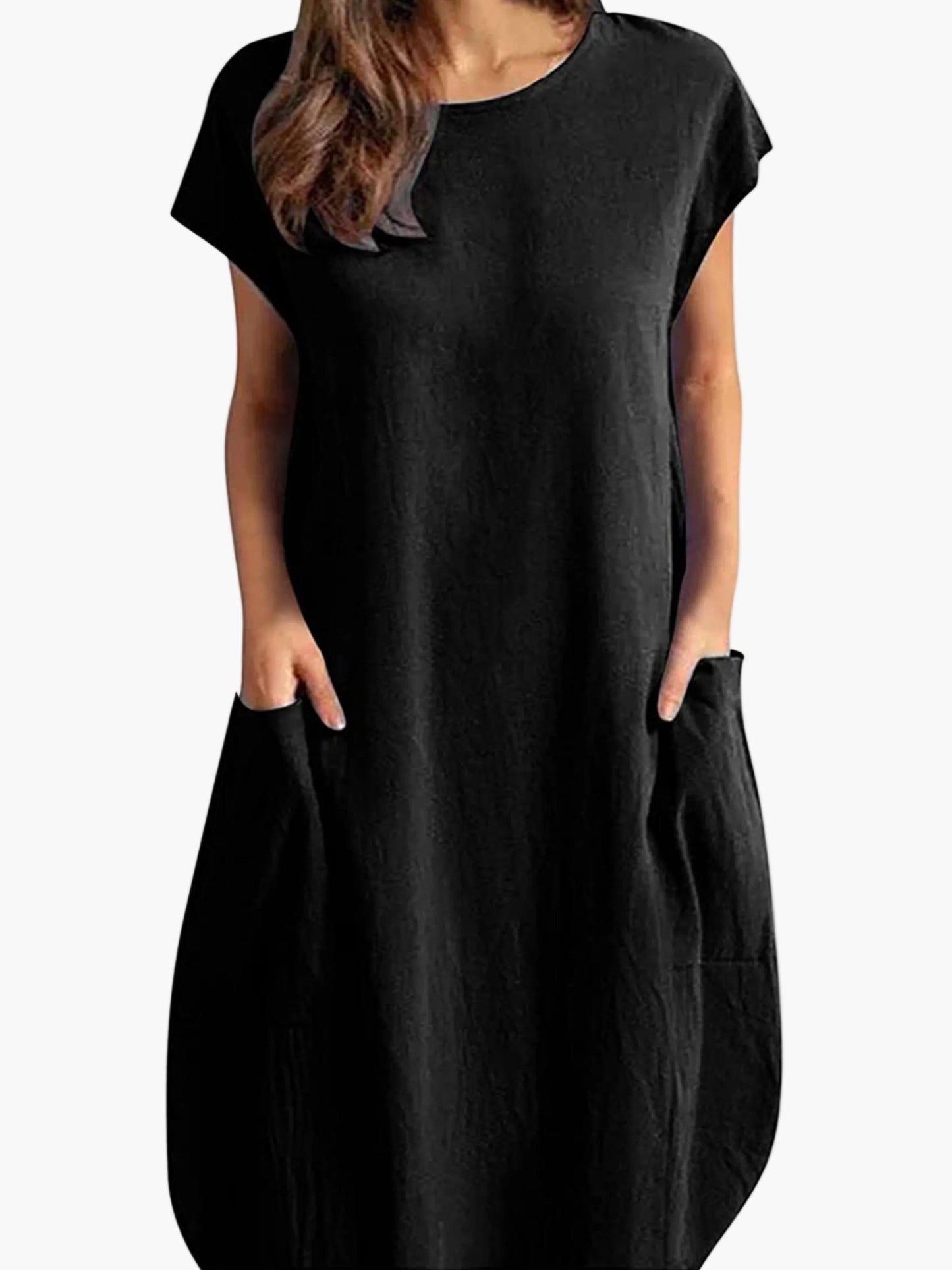 Damen Freizeitkleid Lockeres Tunika Sommerkleid mit Taschen – Bequemes Alltagskleid im Boho-Stil