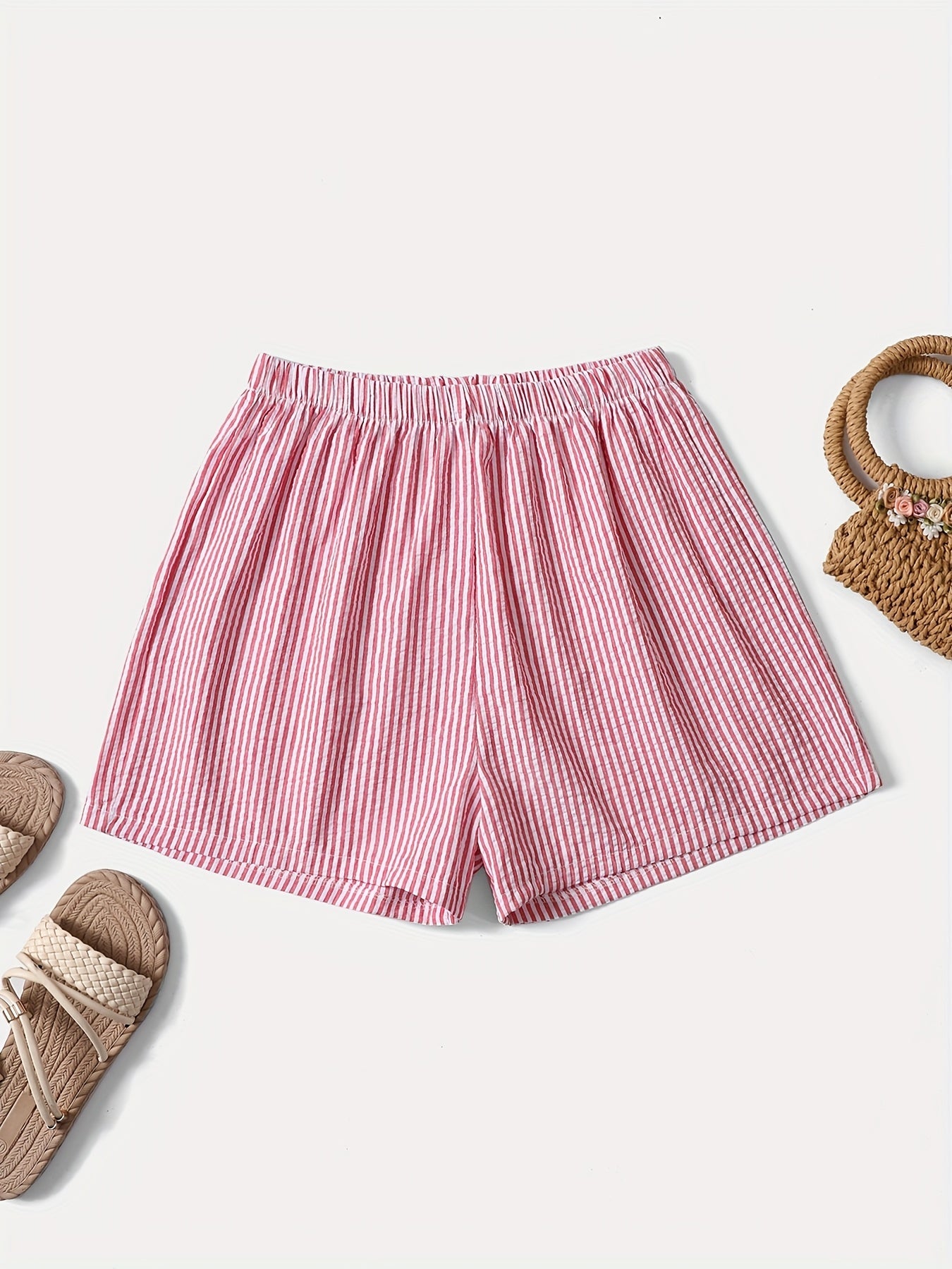Damen Elegante High Waist Shorts mit Streifenmuster – Perfekt für Alltag & Freizeit