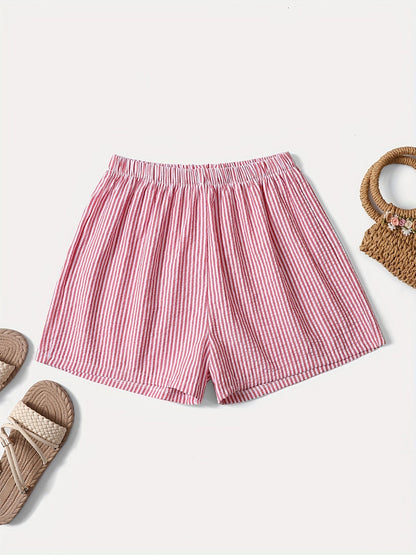 Damen Elegante High Waist Shorts mit Streifenmuster – Perfekt für Alltag & Freizeit