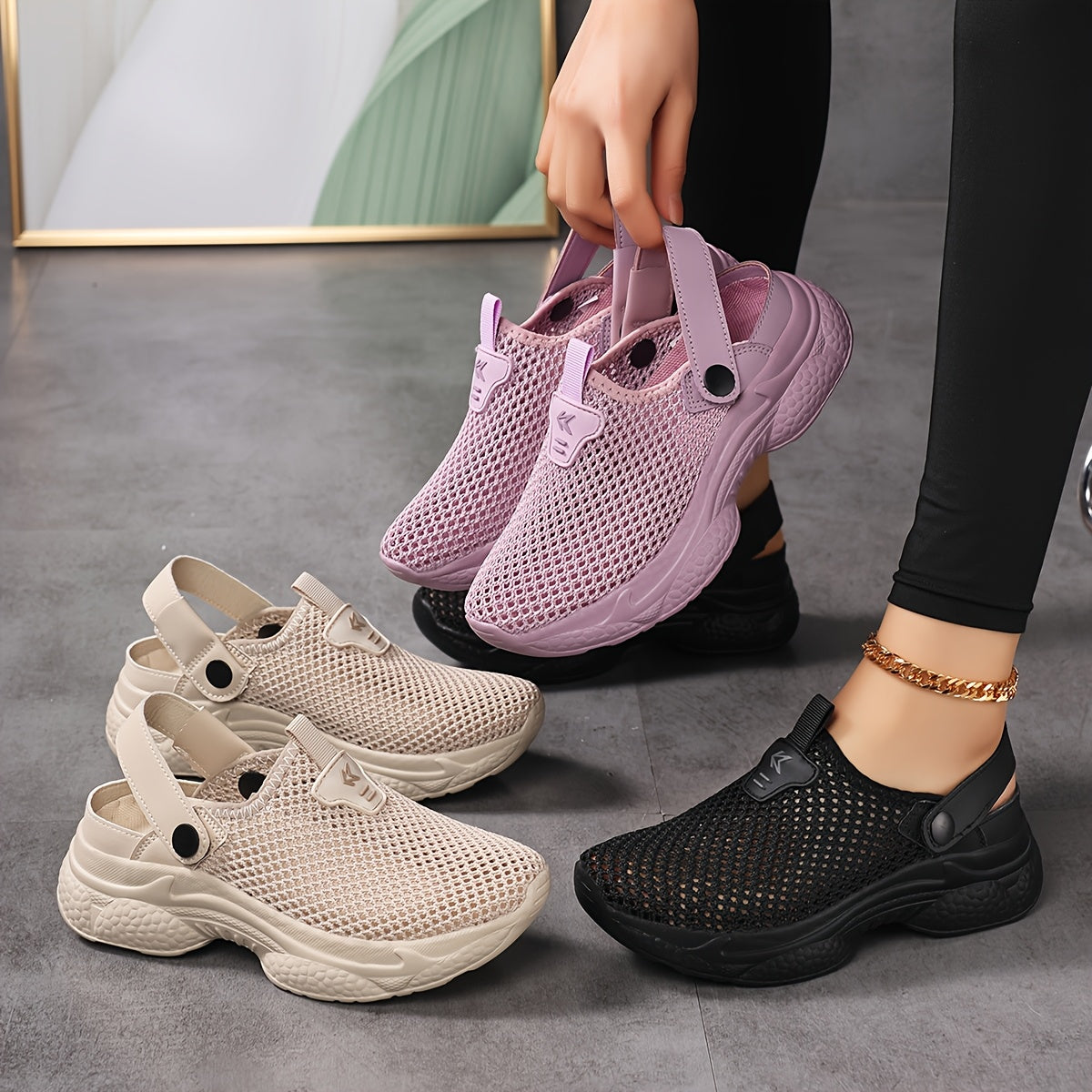 Damen Slip-On Sportliche Clogs für Komfort und Alltag – Atmungsaktive Freizeitschuhe mit Fersenriemen