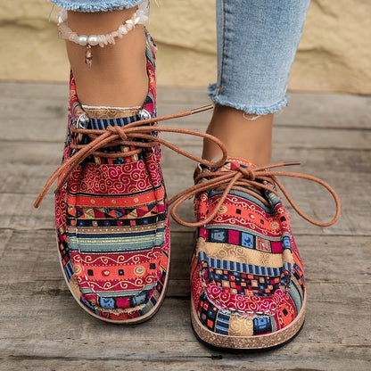 Damen Vintage Freizeitschuhe – Gemusterte Slip-Ons im Boho-Stil für Alltag und Reisen