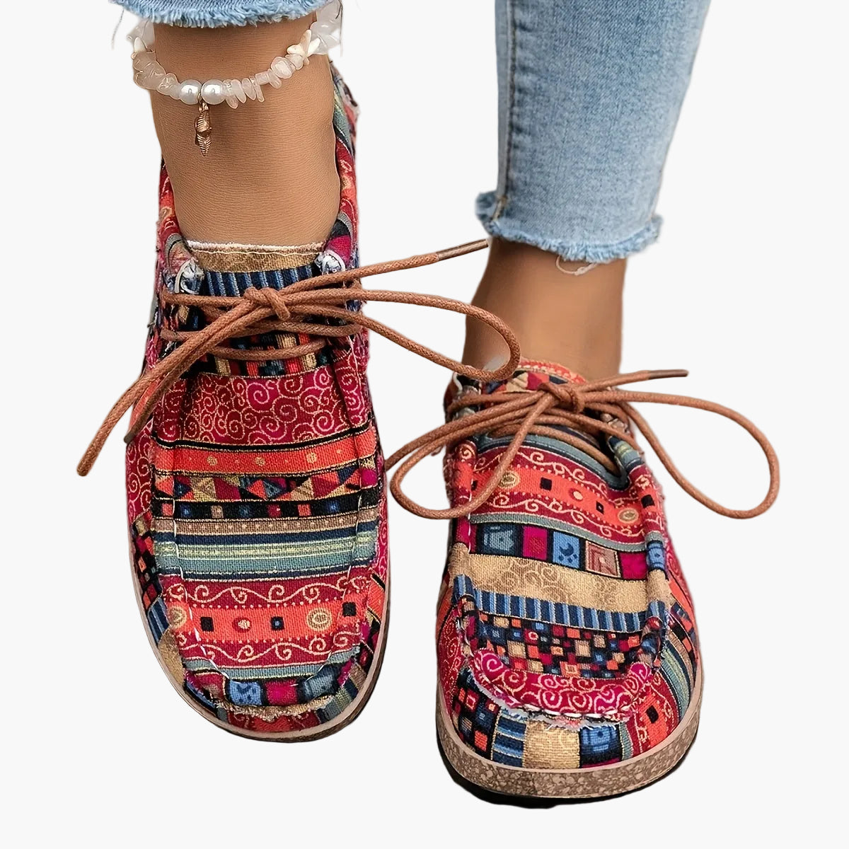 Damen Vintage Freizeitschuhe – Gemusterte Slip-Ons im Boho-Stil für Alltag und Reisen