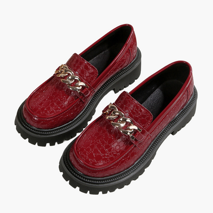 Damen Chunky Loafer mit Ketten-Detail – Stilvolle Slip-Ons für Alltag und Büro