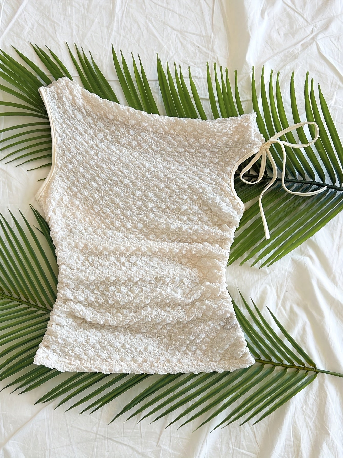 Damen Smocked Ärmelloses Top mit Schleife – Eleganter Urlaubsstil für Freizeit und Strand