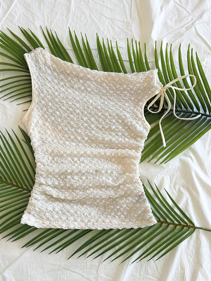 Damen Smocked Ärmelloses Top mit Schleife – Eleganter Urlaubsstil für Freizeit und Strand