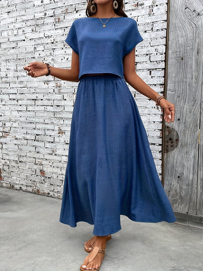 Damen Zweiteiliges Set Elegantes Crop Top und Maxirock für Alltag und besondere Anlässe