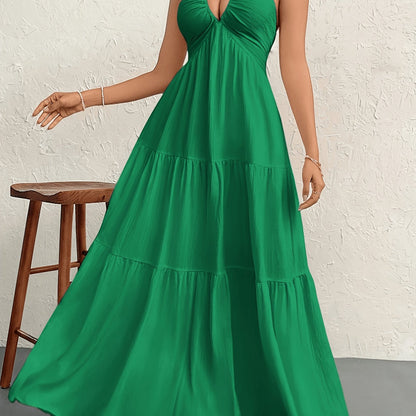 Damen Maxikleid Elegant mit Neckholder und A-Linien-Schnitt – Stilvolles Sommerkleid für besondere Anlässe