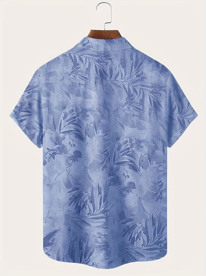 Herren Freizeithemd mit botanischem Print – Perfekt für Urlaub und Sommer