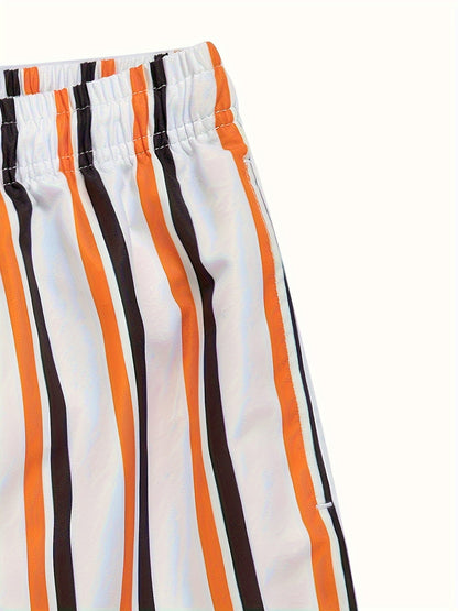 Herren Badeshorts mit Streifenmuster – Lässige Schwimmshorts für Freizeit und Strand