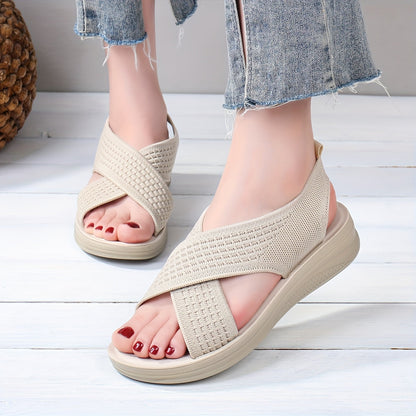 Damen Komfort-Slingback-Sandalen mit Kreuzriemen für Alltag und Freizeit