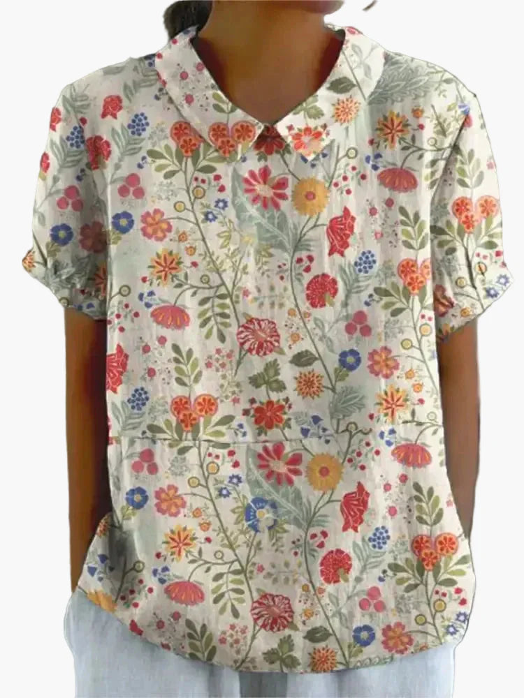 Damen Vintage Bluse mit Blumenmuster – Lässiger Stil für Alltag & Büro