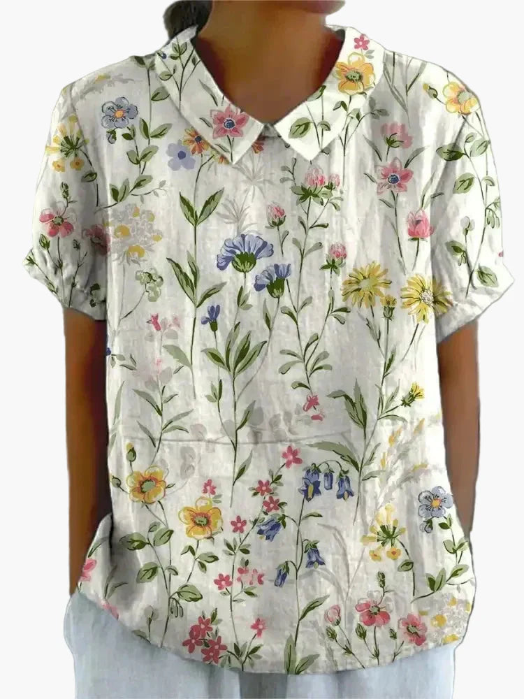 Damen Vintage Bluse mit Blumenmuster – Lässiger Stil für Alltag & Büro