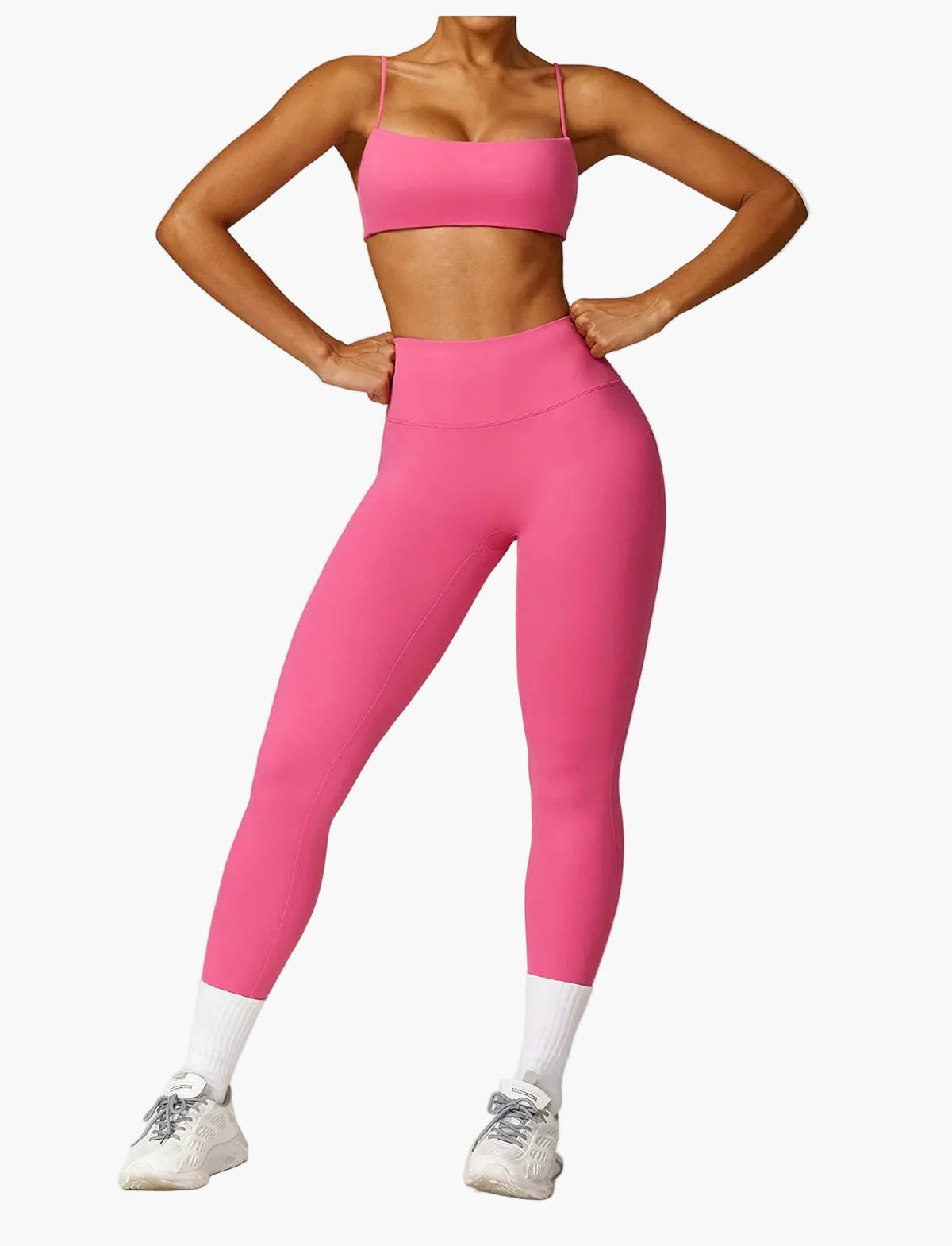 Damen High Waist Sportleggings und Top Set – Modernes Fitness Outfit für Training und Freizeit
