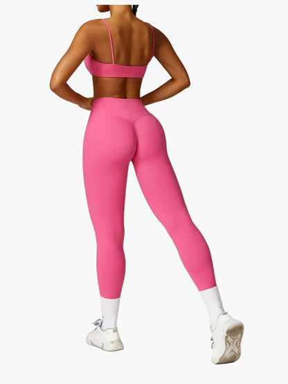 Damen High Waist Sportleggings und Top Set – Modernes Fitness Outfit für Training und Freizeit