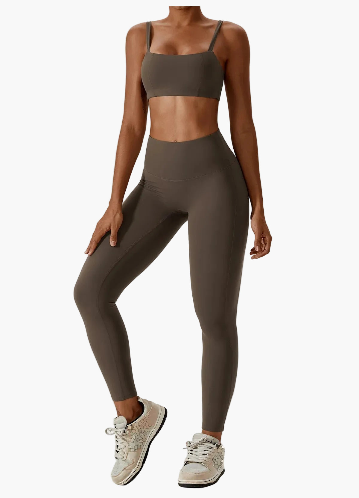 Damen High Waist Sportleggings und Top Set – Modernes Fitness Outfit für Training und Freizeit