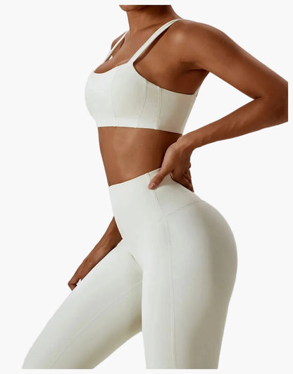 Damen High Waist Sportleggings und Top Set – Modernes Fitness Outfit für Training und Freizeit