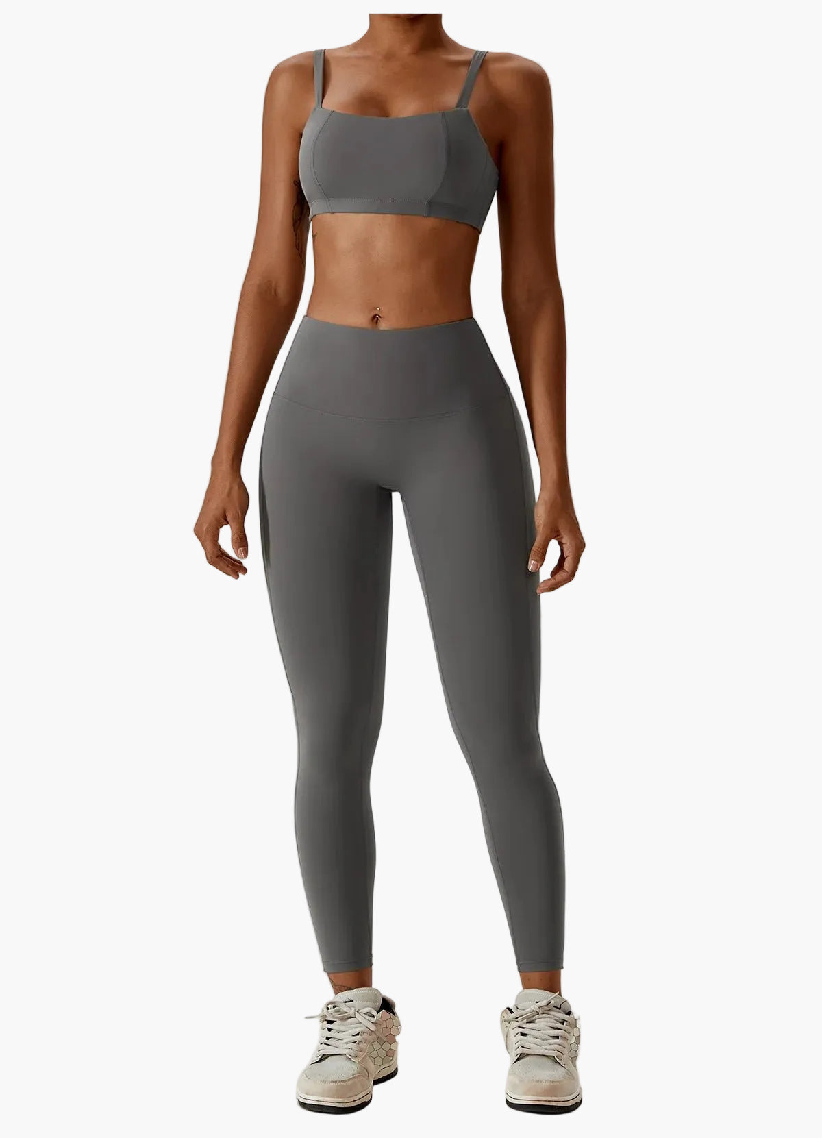 Damen High Waist Sportleggings und Top Set – Modernes Fitness Outfit für Training und Freizeit