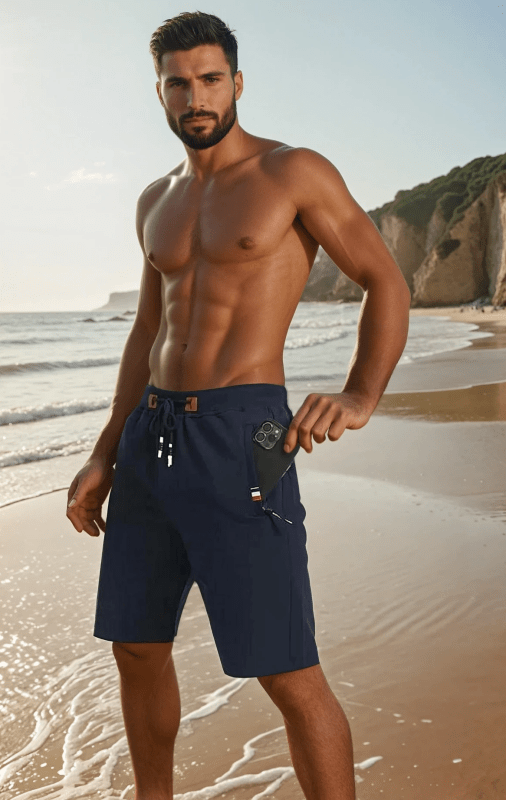 Herren Sportliche Jogging Shorts mit Reißverschlusstaschen – Ideal für Sommer & Freizeit