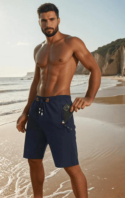 Herren Sportliche Jogging Shorts mit Reißverschlusstaschen – Ideal für Sommer & Freizeit