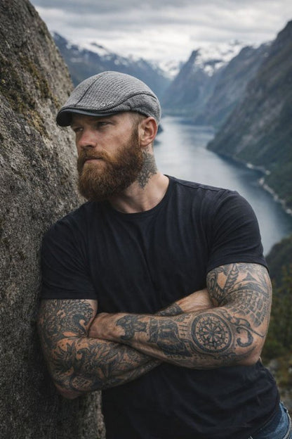 Herren Schiebermütze Vintage Stil – Klassische Flatcap mit verstellbarem Riemen und Komfortpolsterung